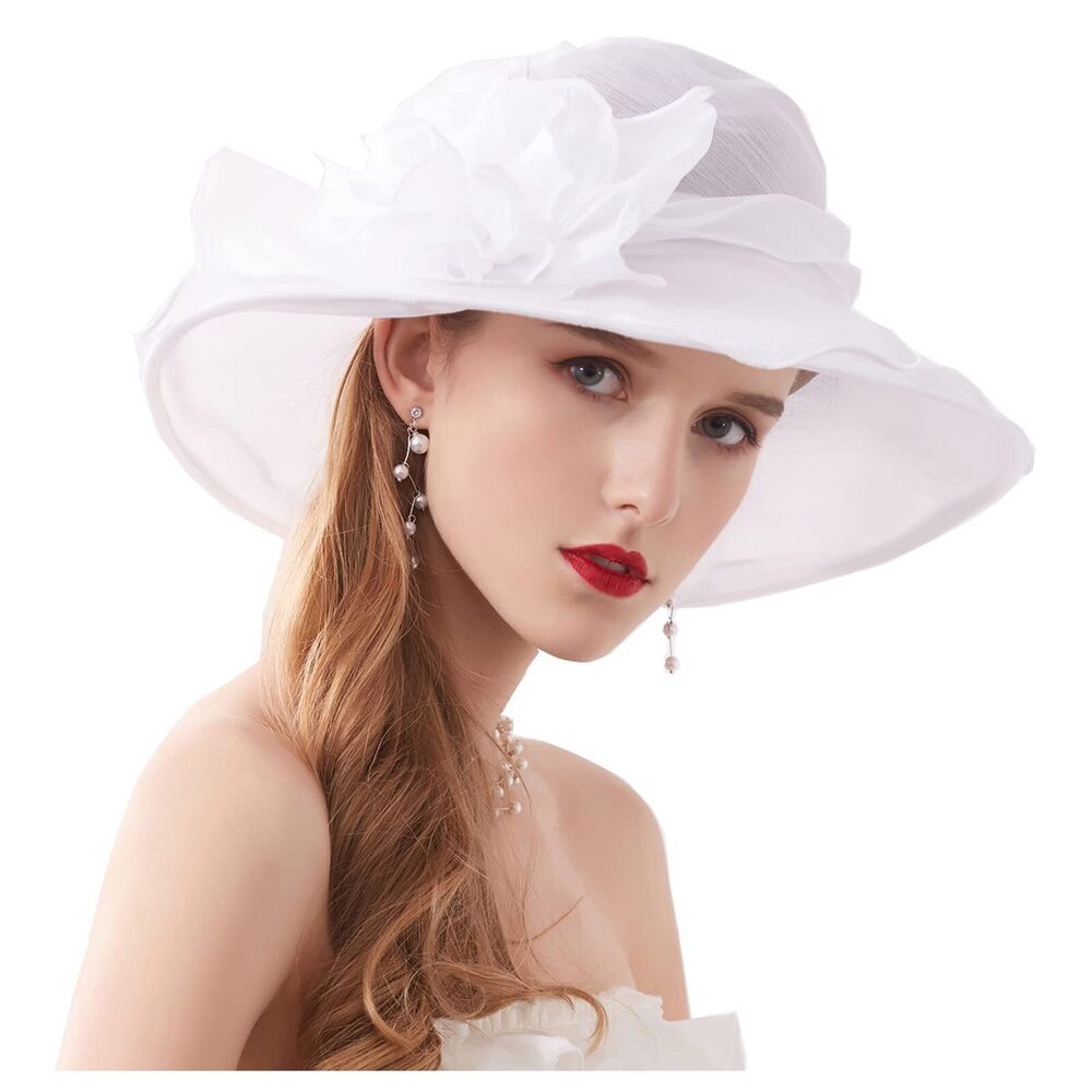 9956 Women’s Organza Church Tea Party Wedding Fascinator Hat Uv-anti Wide